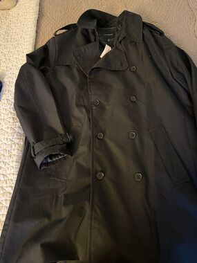 Banana Republic Black Double-Breasted Trench Coat